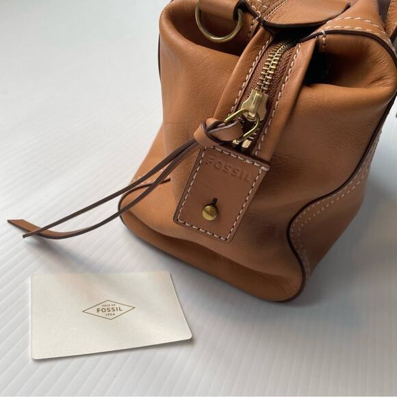 Fossil Emma leather satchel tan purse - Picture 6 of 16